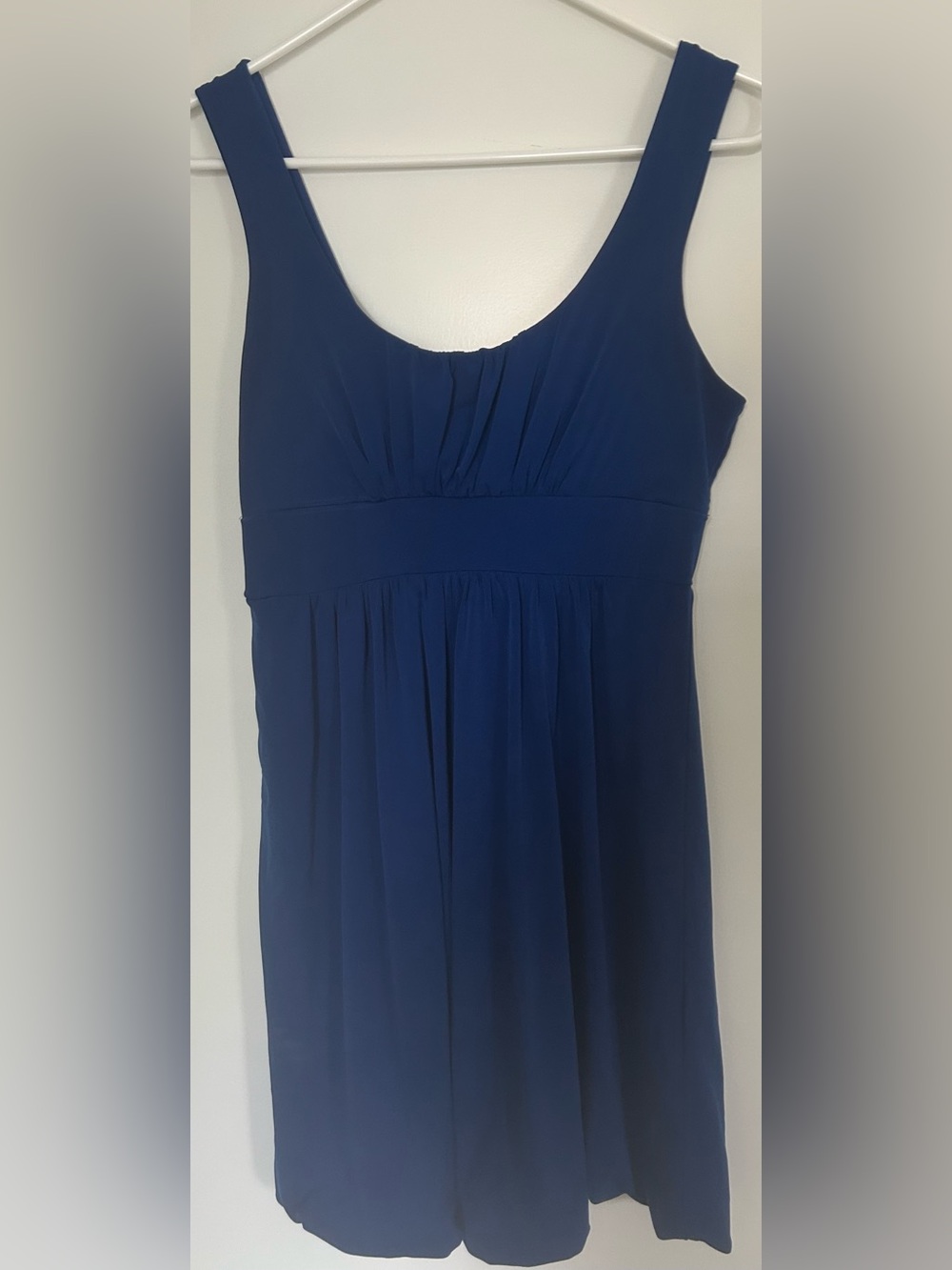Navy Sleeveless Empire Waist with Bubble Hem Round Neckline Mini Dress